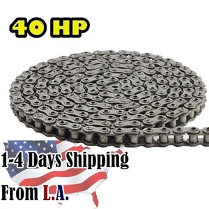 40HP Hollow Pin Roller Chain 10 Feet with 1 Connecting Link - Picture 1 of 5