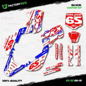 Red White & Blue Slick Racing Graphics Kit fits Kawasaki 00-24 Kx65 Kx 65 Decal - Bild 1 von 5