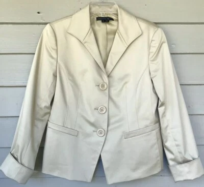 LAFAYETTE 148 Jacket Size 6 Tan Beige 3 Button Lined Cotton Blend Long Sleeve - Image 1 of 4