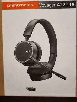 Plantronics Voyager 4220 UC B4220 USB-A Dual Ear Headset Headphones - Image 1 of 4