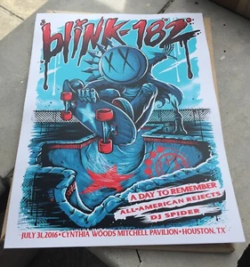 Blink 182 31. Juli 2016 Cynthia Woods Pavillon SIGNIERT Houston TX Gig Poster - Bild 1 von 1