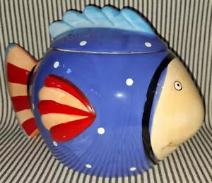 Vintage Happy Polka Dot Fisch Keksdose Coco Dowley handbemalt Keramik Taiwan schön - Bild 1 von 13