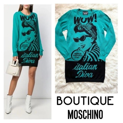 Nuovo! Abito maglione maglia diva italiana logo BOUTIQUE MOSCHINO nuovo con etichette $890