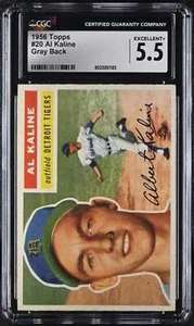 1956 TOPPS #20 AL KALINE CGC 5.5 EXCELLENT + TIGERS GREY BACKS 3510 - Picture 1 of 2