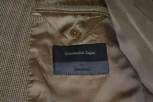 2895 $ Ermenegildo Zegna beige Wolljacke Blazer mit Hahnentrittmuster 40R Neiman Marcus - Bild 1 von 12