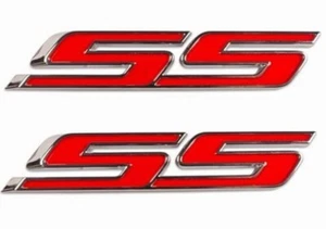 For SS Badge 3D Fender Trunk Metal Emblem Sticker Decal New Chrome Red -2Pcs - Picture 1 of 4