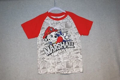 Boys S/S T-Shirt PAW PATROL White Red Gray MARSHALL Comic Book Design S 6-7 - Image 1 of 2