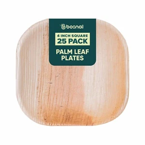 Bosnal - Palm Leaf Biodegradable Plates, 4 inch, Square, 25 Pcs - Picture 1 of 6