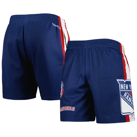 Men's Mitchell & Ness Navy New York Rangers City Collection Mesh Shorts Cover