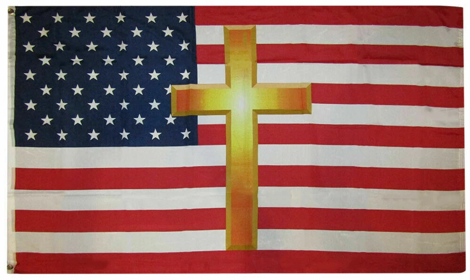 3x5 American USA Christian Cross 3'x5' Jesus Flag 5x3 Grommets 100D - Image 1 of 2