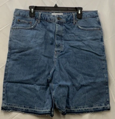 Pantalones cortos de mezclilla Topman para hombre talla 38 azul pierna recta dobladillo lavado medio Foto 1 de 4