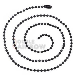 C21 30" pulgadas Hombre Acero Inoxidable Negro Sólido 3mm Cuentas Collar Cadena Eslabón - Imagen 1 de 3