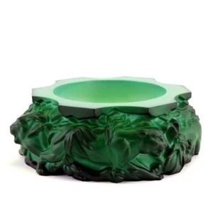 Art Deco Bohemian Malachite Glass ' Panthers ' Large Bowl 1930' H.Hoffmann - Picture 1 of 4