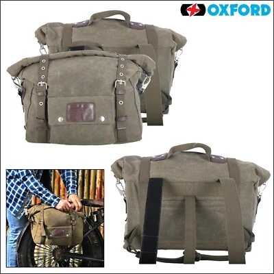 Oxford Heritage Motorcycle Motorbike Panniers Waterproof Touring Bags Khaki New - Image 1 of 4