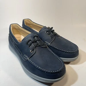 Zapatos de barco Samuel Hubbard de cuero azul para hombre con suelas Vibram - Imagen 1 de 7