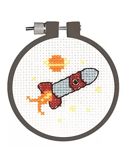 'Kid Stitch' Cross Stitch Kit ~ Rocketship EASY FOR KIDS & BEGINNERS #021-1953 - Picture 1 of 3