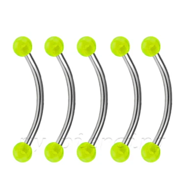 5 piezas. Piercing 16g 14g Bola UV Acero Quirúrgico Barra Curvada Lengua Ojos de Serpiente Foto 1 de 4