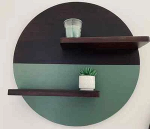 Multi Colored Wall Mounted Circle Stylish Plant Holder Display Wooden Shelves - Picture 1 of 4