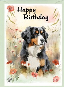 Bernese Mountain Dog Birthday Card  (4"x 6") - blank inside - by Starprint
