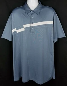 Travis Mathew Polo Shirt Mens XL Short Sleeve Blue Striped Cotton Polyester Golf - Picture 1 of 9
