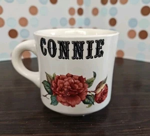 'Connie' Personalized Name Mug,  Dark Pink Roses Country, Cottage, Boho, VTG - Picture 1 of 8