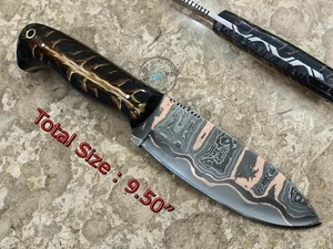 9,50" maßgeschneidertes handgefertigtes San Mai Damaststahl Enthäutung Bushcraft Messer (3086) - Bild 1 von 4
