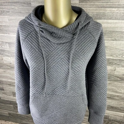 GREEN TEA Pullover Quilted Grey Hooded Sweatshirt Hoodie Women's Size Small - Image 1 of 4