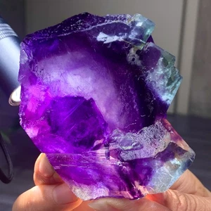 Cristallo di fluorite fantasma viola cubico trasparente naturale 330G/Mongolia interna - Foto 1 di 22