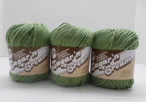 Sugar 'n Cream Cotton Yarn Lot of 3 Sage Green - Picture 1 of 4