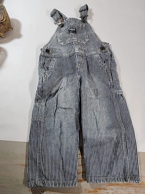 Mono vintage OshKosh B'gosh niño pequeño 24M chaleco a rayas de nogal hecho en EE. UU. AÑOS 90 Foto 1 de 4