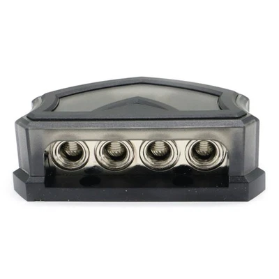Protected Car Audio Power Ground Block 2x 0/2/4GA Input 4x Output with Cover - Image 1 of 4