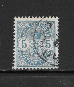 DANISH WEST INDIES SCOTT 22 USED F/VF - 1900 5c LT BLUE ISSUE - COAT OF ARMS - Picture 1 of 2
