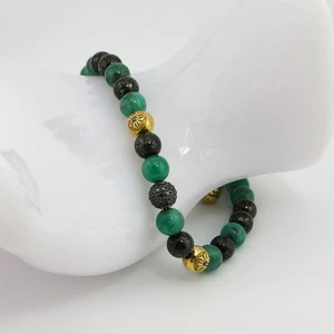 Shamballa Zugarmband mit Diamant, Smaragd und Jade in 750/18K Rosegold Gr. L - Bild 1 von 5
