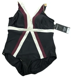 Nuevo con etiquetas Traje de baño Miraclesuit SHIRAZ talla 20W Spectra Trilogy de una pieza adelgazante cuello en V - Imagen 1 de 9