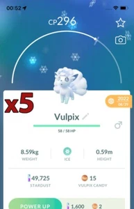 Pokemon TRADE - 5x Alolan Vulpix Trade!! Gute Chance auf Glück und gute IVs!! - Bild 1 von 1