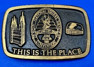 Convención Nacional de Danza Plaza 40 de junio de 1991 Hebilla de cinturón Dyna de latón - Imagen 1 de 15