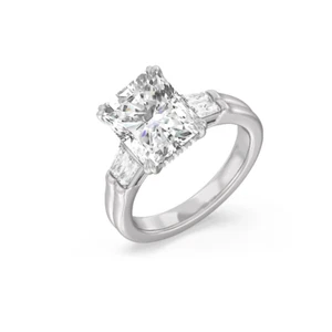 18k White Gold Wedding Ring Lab Grown Radiant Cut Diamond 2.7 Ct IGI Certified - Picture 1 of 10