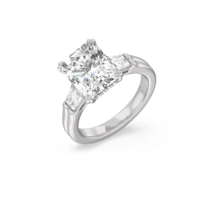 Wedding 950 Platinum Ring Lab Grown Radiant Cut Diamond 2.7 Ct IGI Certified - Image 1 of 4