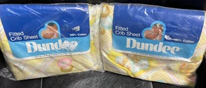 2 Vintage Dundee Fitted Crib Sheets Yellow Bunnies Balloons 100% Cotton Lot NOS - Picture 1 of 9