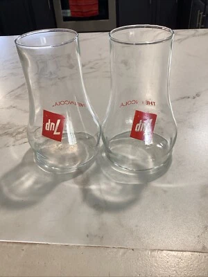 Vintage 7up The Uncola Glasses Set Of 2 EUC Upside Down Design - Image 1 of 4