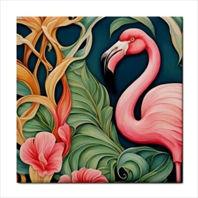Pink Flamingo Ceramic Tile Backsplash Decorative Wall Art 4.25 Inches - Image 1 of 2