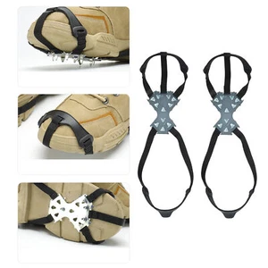 Snow Grips for Shoes Traction Cleats Ice Cleats Crampons 11 Steel Ice Grippers - Picture 1 of 14