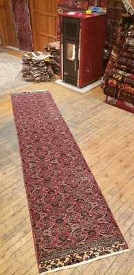 Beautiful 1930-1939's Antique Wool Pile Natural Dye Bunyan Runner Rug 2'1" x 9' - Image 1 of 4