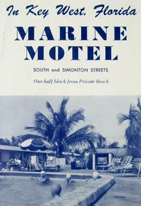 Vintage Key West Florida Marine Motel Travel Brochure Tourist Guide c 1950's - Picture 1 of 7