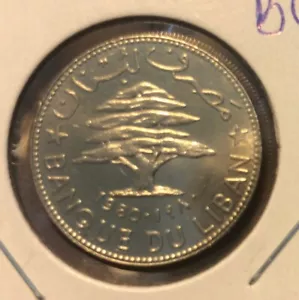 Moneda de 50 piastras del Líbano 1980 sin circular de níquel-cedro-KM#28,2 - Imagen 1 de 4