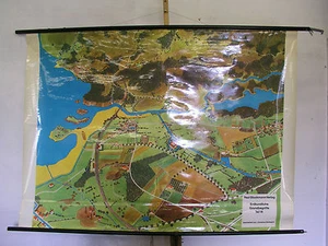 Mapa de pared escolar hermoso mapa antiguo de la tierra tarjeta de aprendizaje T3 tarjeta escolar 162x117 vintage~1954 - Imagen 1 de 1