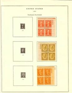 US #711/713/715 6/8/10c Wash Bicentennial PB4 Mint OG on Scott Page (CV $170) - Picture 1 of 3