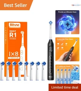 Electric Toothbrush Rechargeable 5 Modes 60-Day Battery 8 Brush Heads Travel Use - Picture 1 of 11
