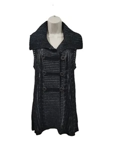 Style & Co Strick Tunika Damen Medium Petit schwarz weiter Kragen Weste Grobstrick - Bild 1 von 13