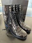 RRP£1250 Chanel Boots, Patent Leather, 38 1/2, Uk 5.5 Black Lace Ups Fantastic